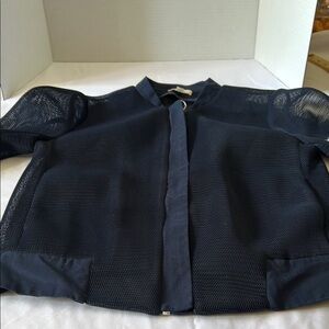 Black Bomber Jacket with Front Zipper Closure